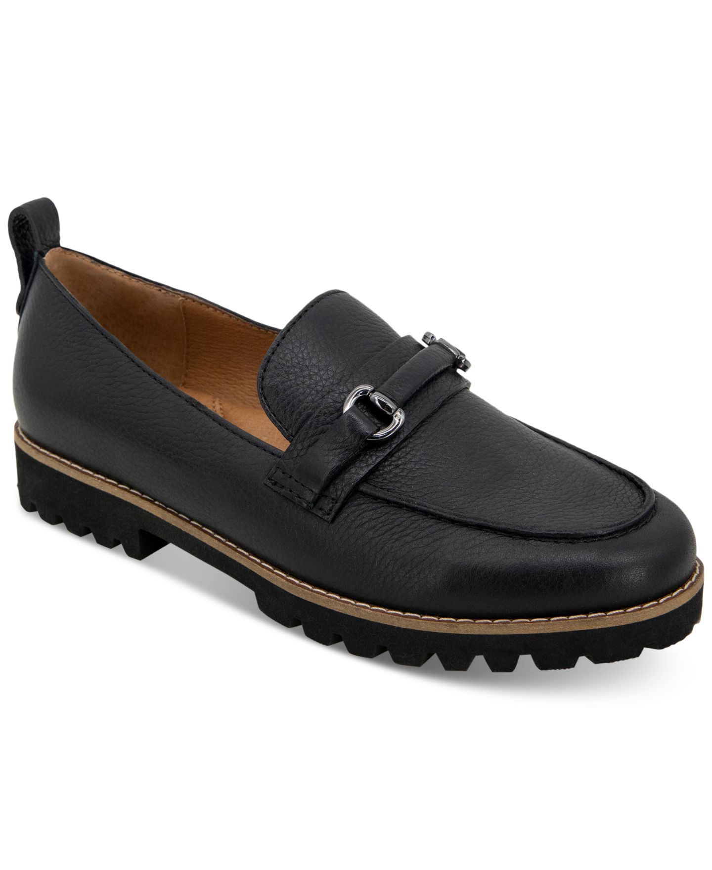 Женские туфли Gentle Souls Eugene Lug Bit Buckle Loafer Flats, цвет: Чёрный — фото 1