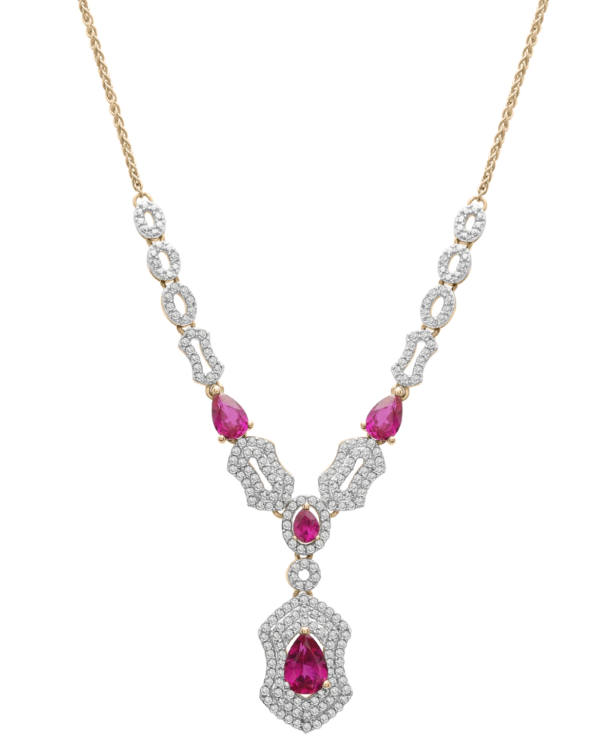 Macy's Ruby (2-5/8 Ct. T.w.) & Diamond (1 Ct. T.w.) 17" Fancy Collar Necklace In 14k Gold