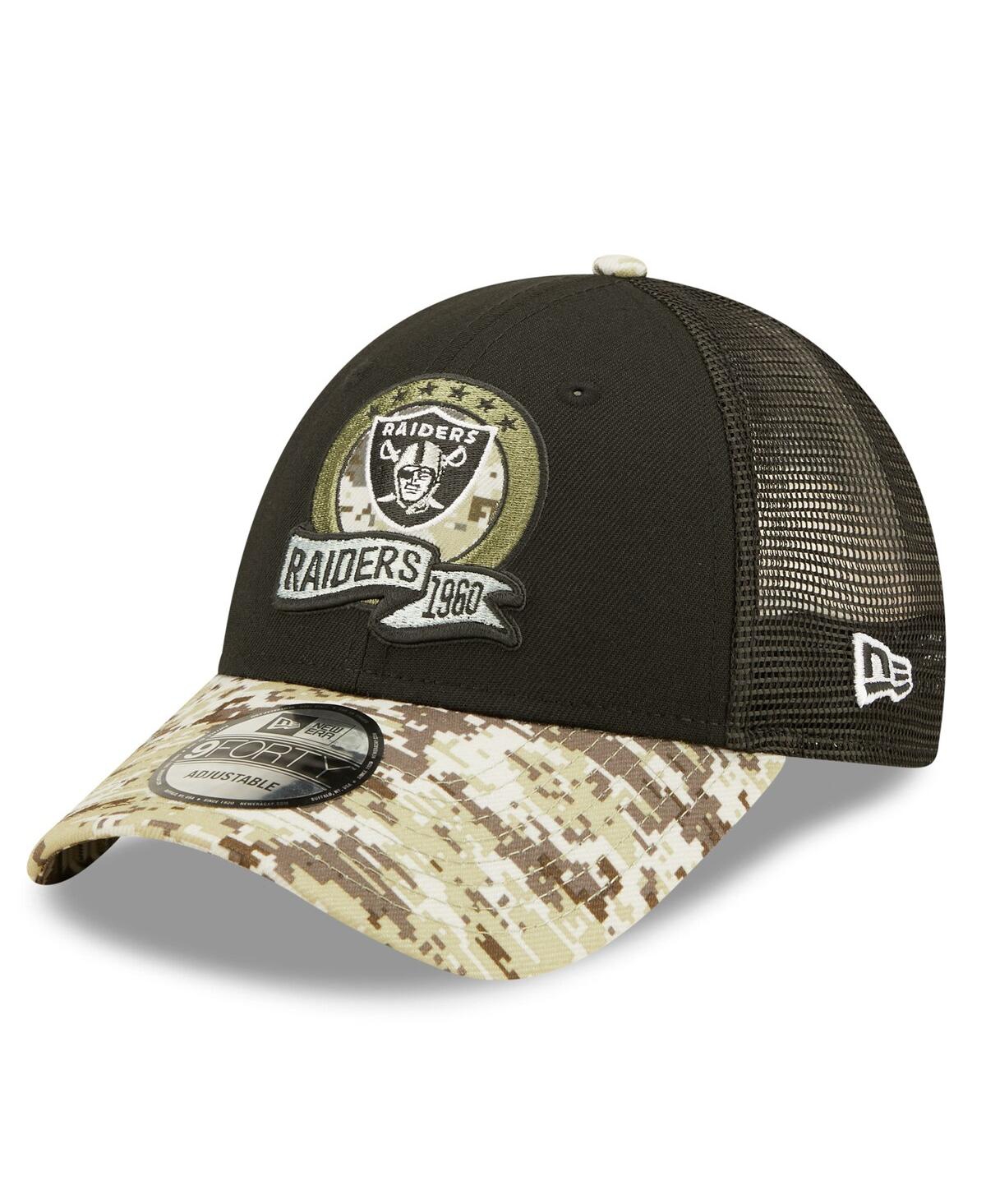 Shop New Era Big Boys  Black, Camo Las Vegas Raiders 2022 Salute To Service 9forty Snapback Trucker Hat In Black,camo