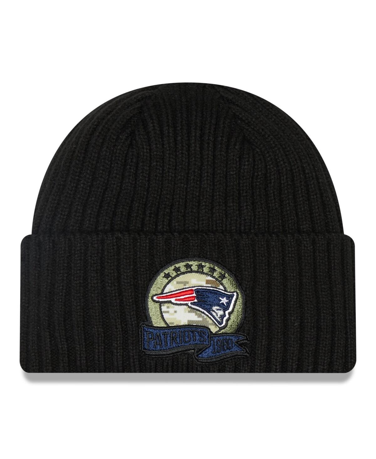 New Era Big Boys  Black New England Patriots 2022 Salute To Service Knit Hat In Black