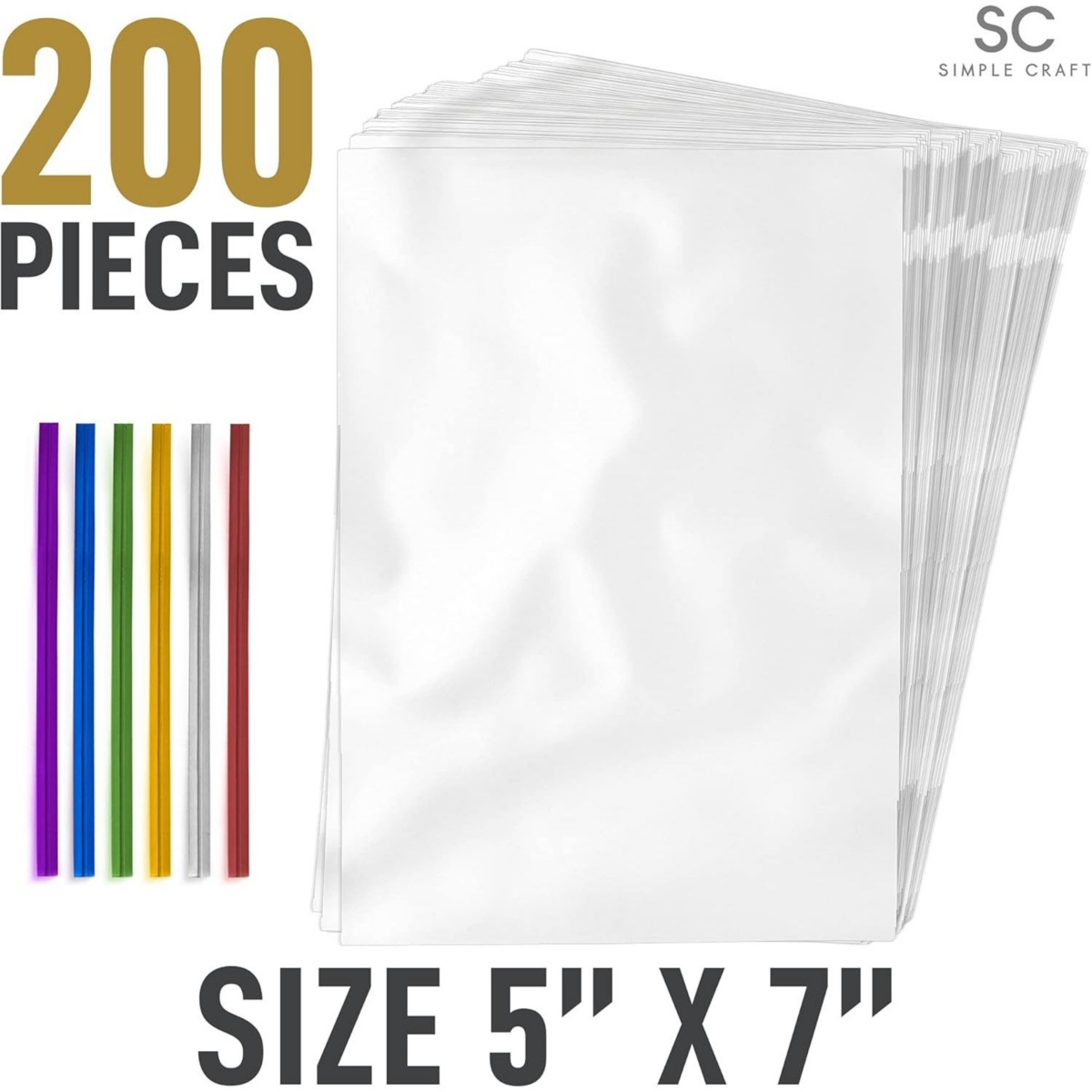 Zulay Kitchen 5 x 7 Inches Clear Cellophane Candy Bags With Ties - 200 Piece