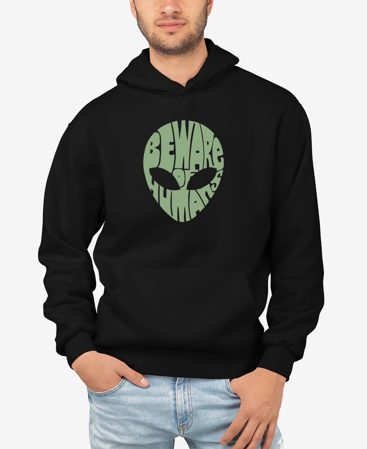 Men's Beware of Humans Word Art Hooded Sweatshirt