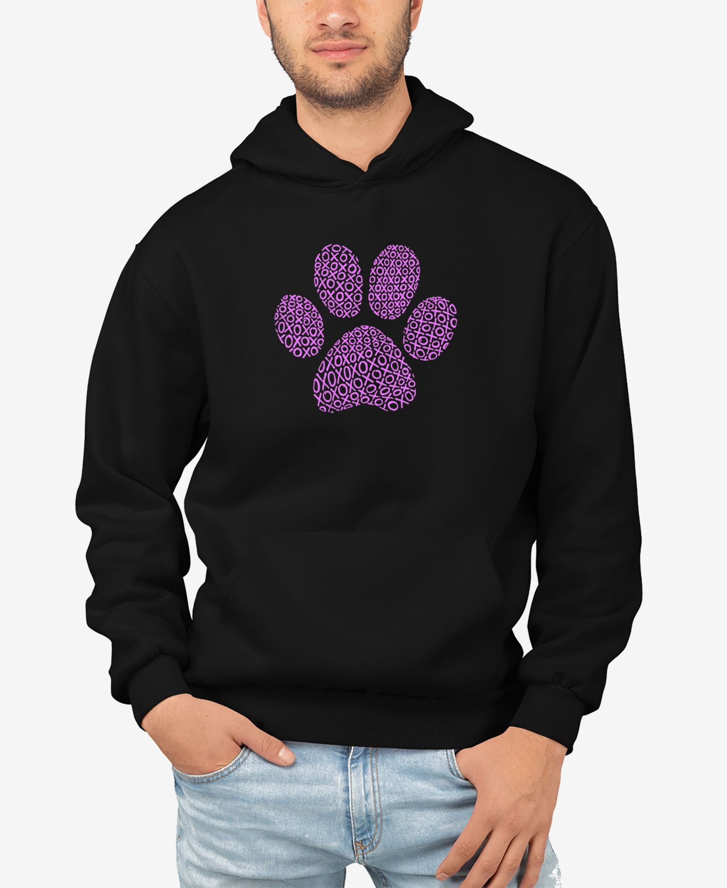 Men's XOXO Dog Paw Word Art Hooded Sweatshirt