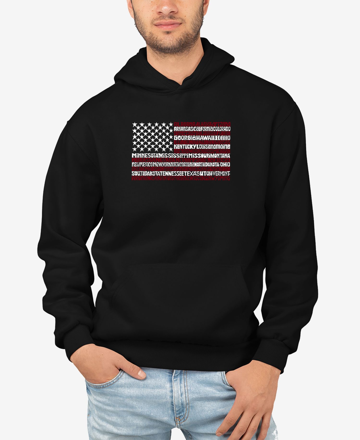 Men's 50 States USA Flag Word Art Hooded Sweatshirt