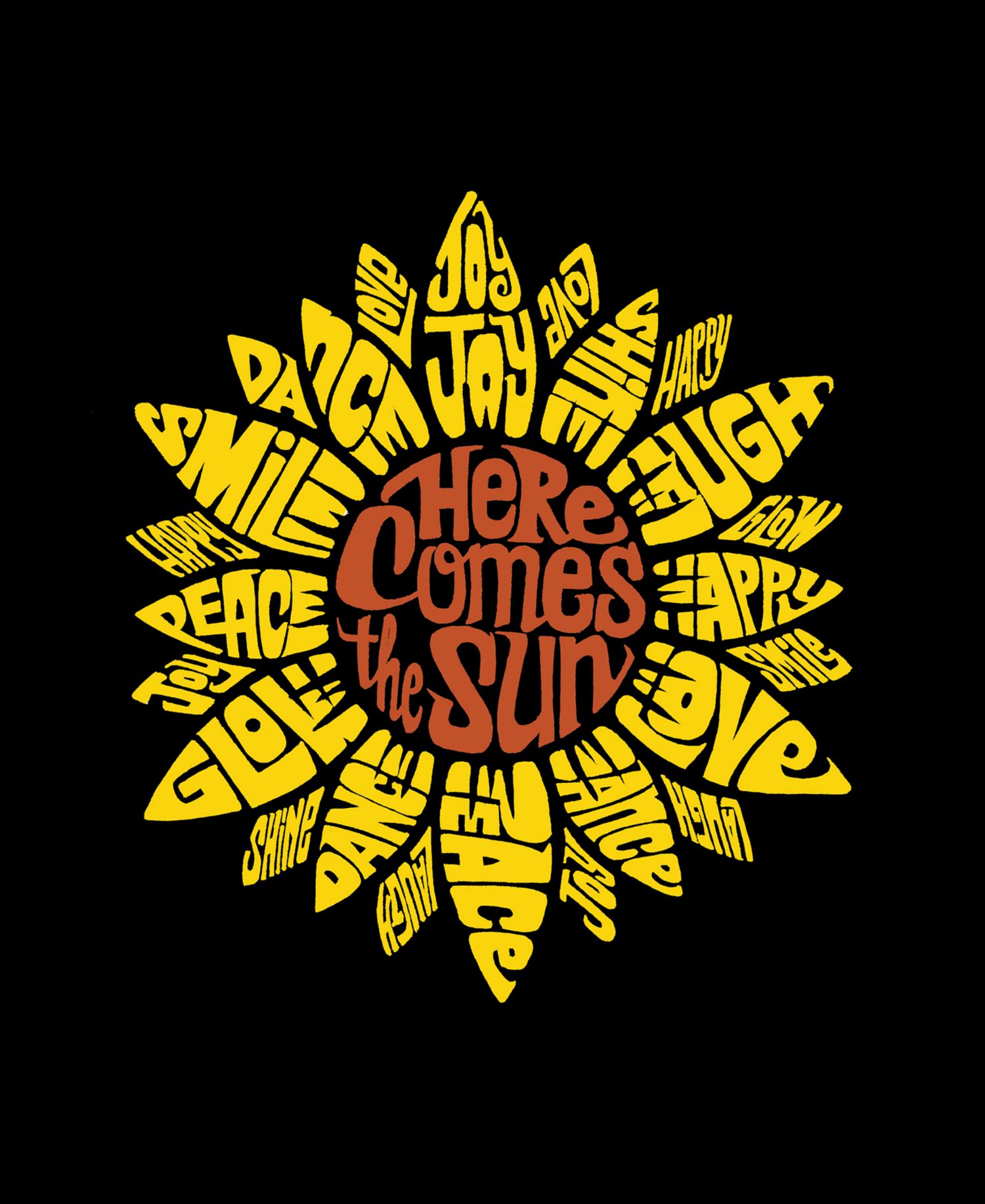Men's Sunflower Word Art Hooded Sweatshirt
