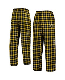 Men's Black, Gold Boston Bruins Ledger Flannel Sleep Pants