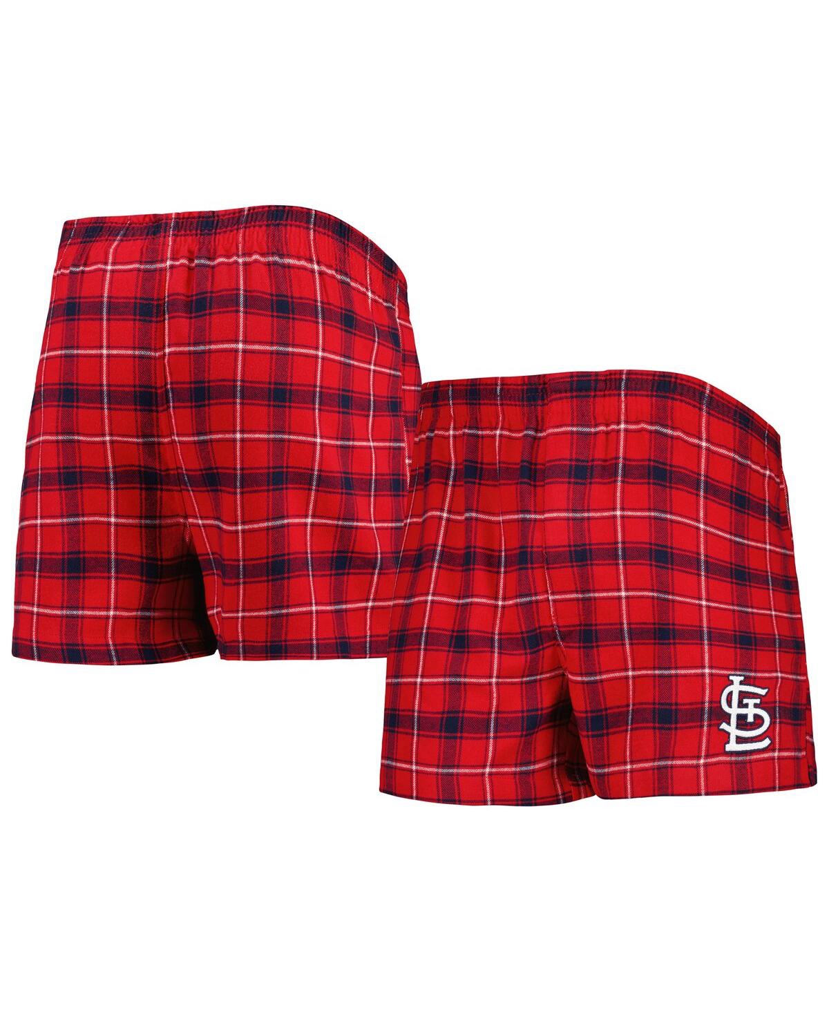 Concepts Sport Men's  Red, Navy St. Louis Cardinals Ledger Flannel Boxers In Red,navy