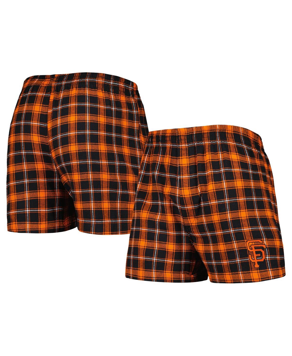 Concepts Sport Men's  Black, Orange San Francisco Giants Ledger Flannel Boxers In Black,orange