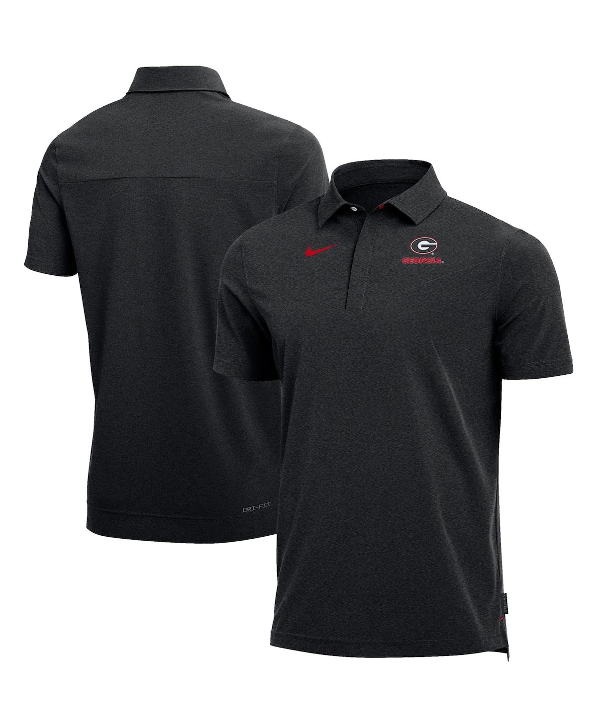 Men's Nike Heathered Black Georgia Bulldogs Coach Performance Polo Shirt