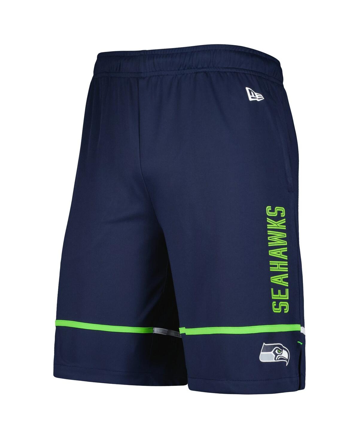 NEW ERA MEN'S NEW ERA COLLEGE NAVY SEATTLE SEAHAWKS COMBINE AUTHENTIC RUSHER TRAINING SHORTS 