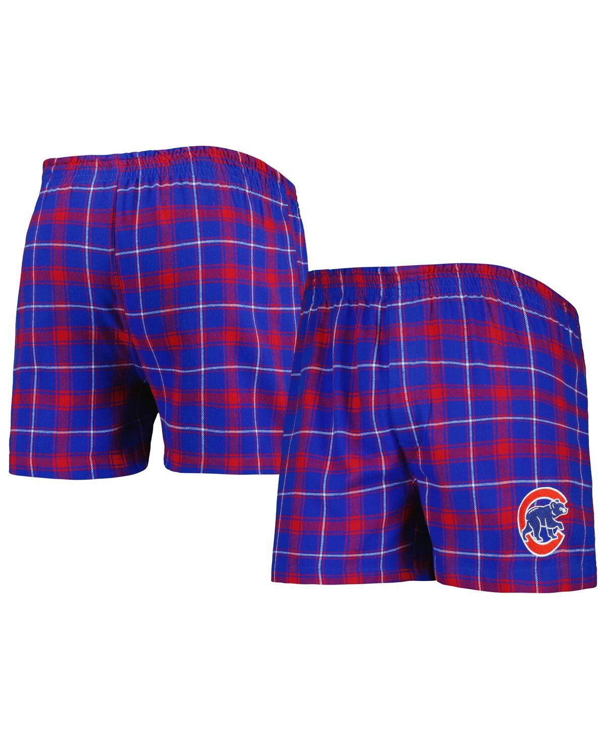 Concepts Sport Men's  Royal, Red Chicago Cubs Ledger Flannel Boxers In Royal,red
