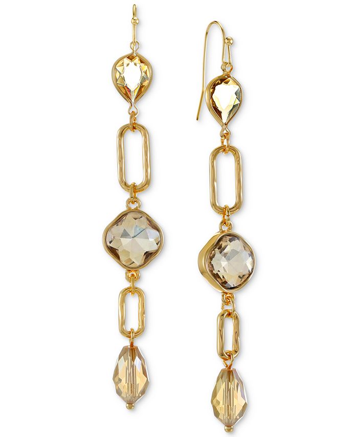 Style & Co GoldTone Link & Mixed Stone Linear Drop Earrings, Created