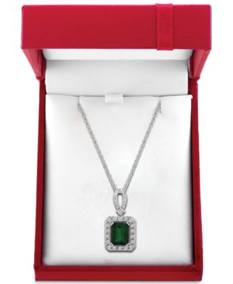 EFFY&reg; Emerald (2-1/5 ct. t.w.) & Diamond (1/4 ct. t.w.) 18" Pendant Necklace in 14k White Gold (Also Available in 14k Yellow Gold)