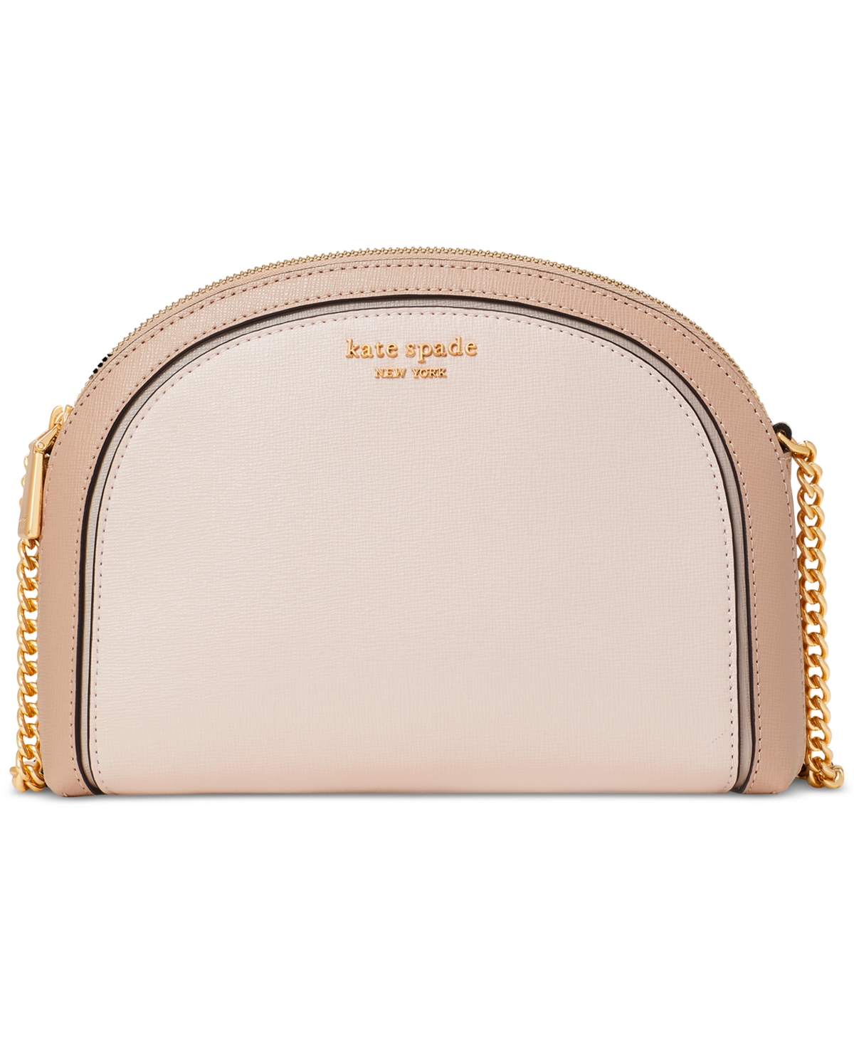 Kate Spade Morgan Colorblocked Saffiano Leather Double Zip Dome Crossbody In Pale Dogwood Multi