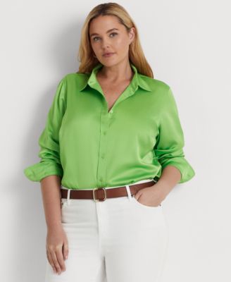 Lauren Ralph Lauren - Plus Size Satin Buttoned Top