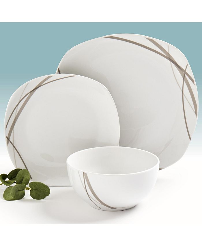Tabletops Unlimited Curves Square 12Pc Dinnerware Set, Service for 4