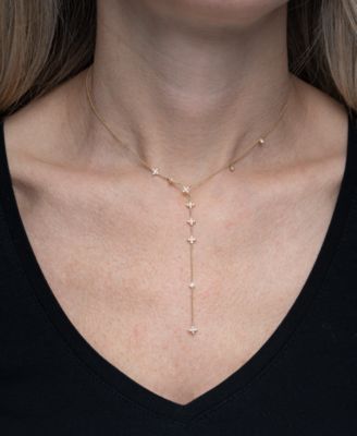 Diamond Lariat Choker Necklace (1/4 ct. t.w.) in 10k Gold, 14" + 2" extender, Created for Macy's