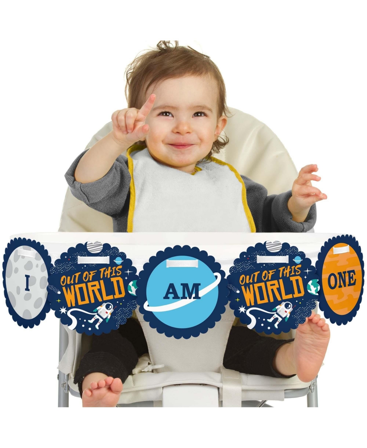 UPC 194373000047 product image for Blast Off to Outer Space 1st Birthday Highchair Decor - I Am One Banner | upcitemdb.com