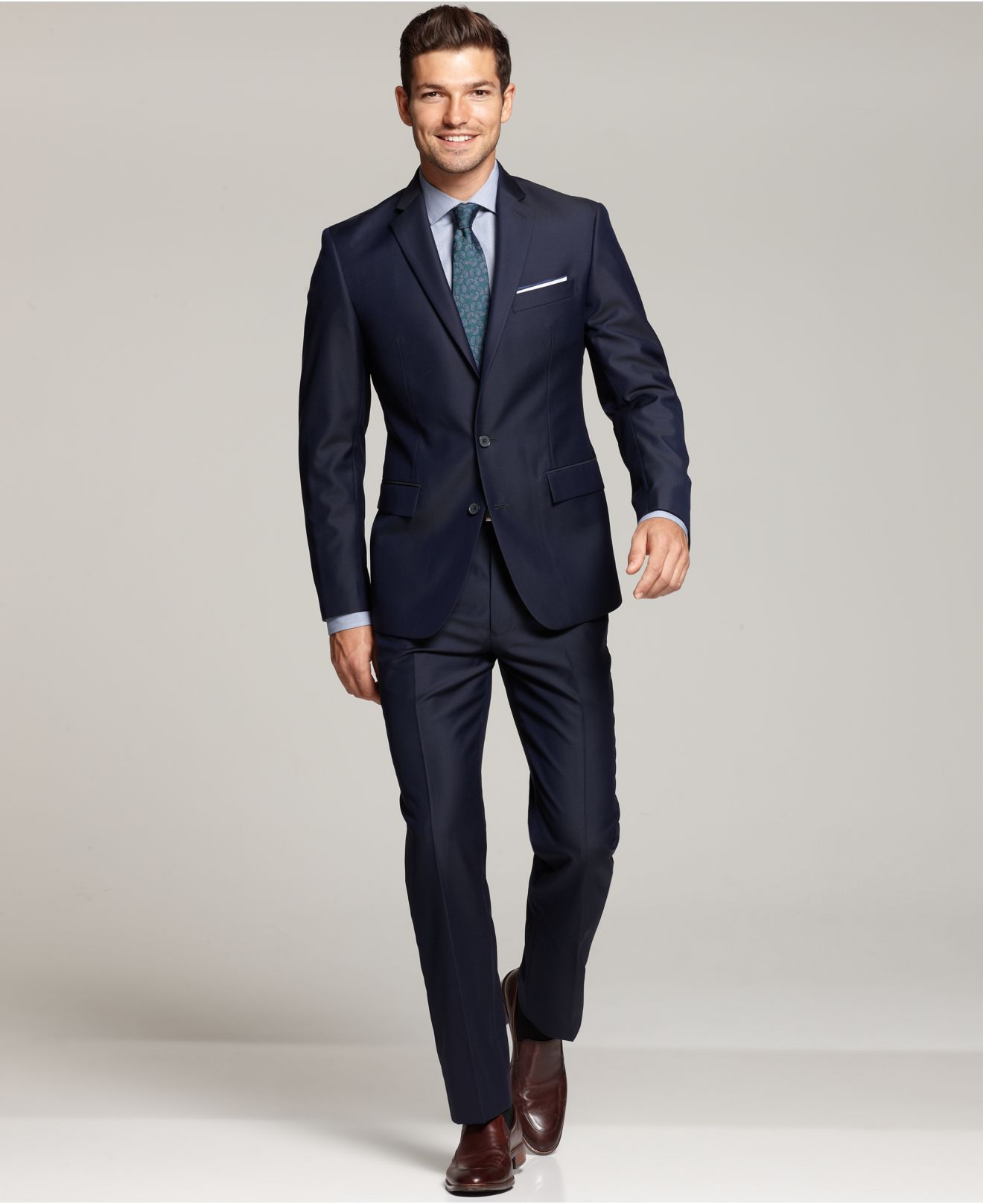 Mens Navy Blue Slim Fit Suit Dress Yy