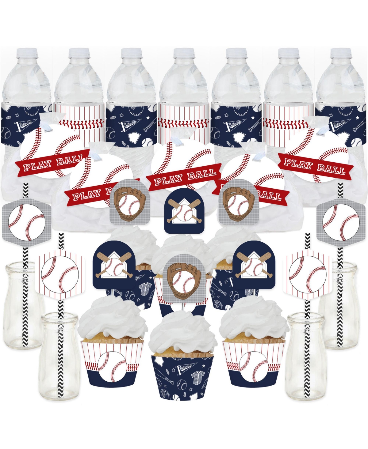 Batter Up - Baseball Baby Shower or Birthday Fabulous Favor Party Pack 100 Pc
