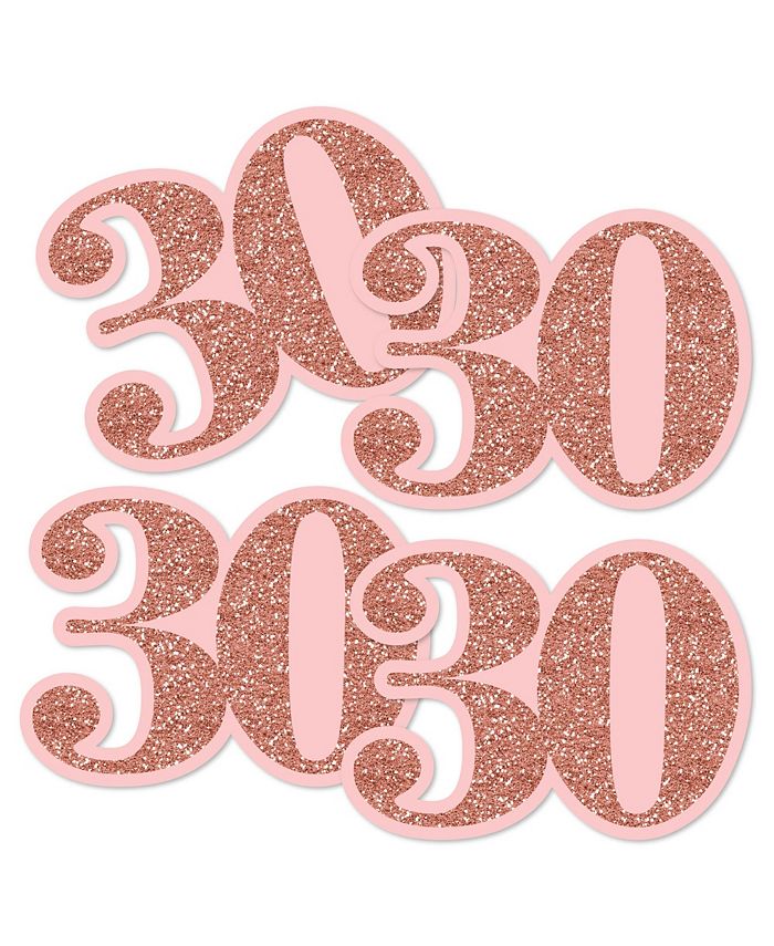 Big Dot Of Happiness 30th Birthday Party Centerpiece Sticks - Pink Rose Gold Table Toppers, Set Of 15