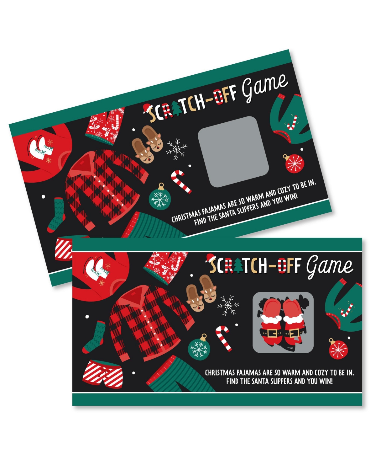 Big Dot of Happiness Christmas Pajamas - Holiday Plaid Pj Party Game Scratch Off Cards - 22 Count