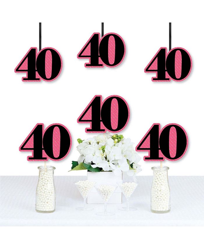 Big Dot of Happiness Chic 40th Birthday - Pink, Black and Gold - Decor ...