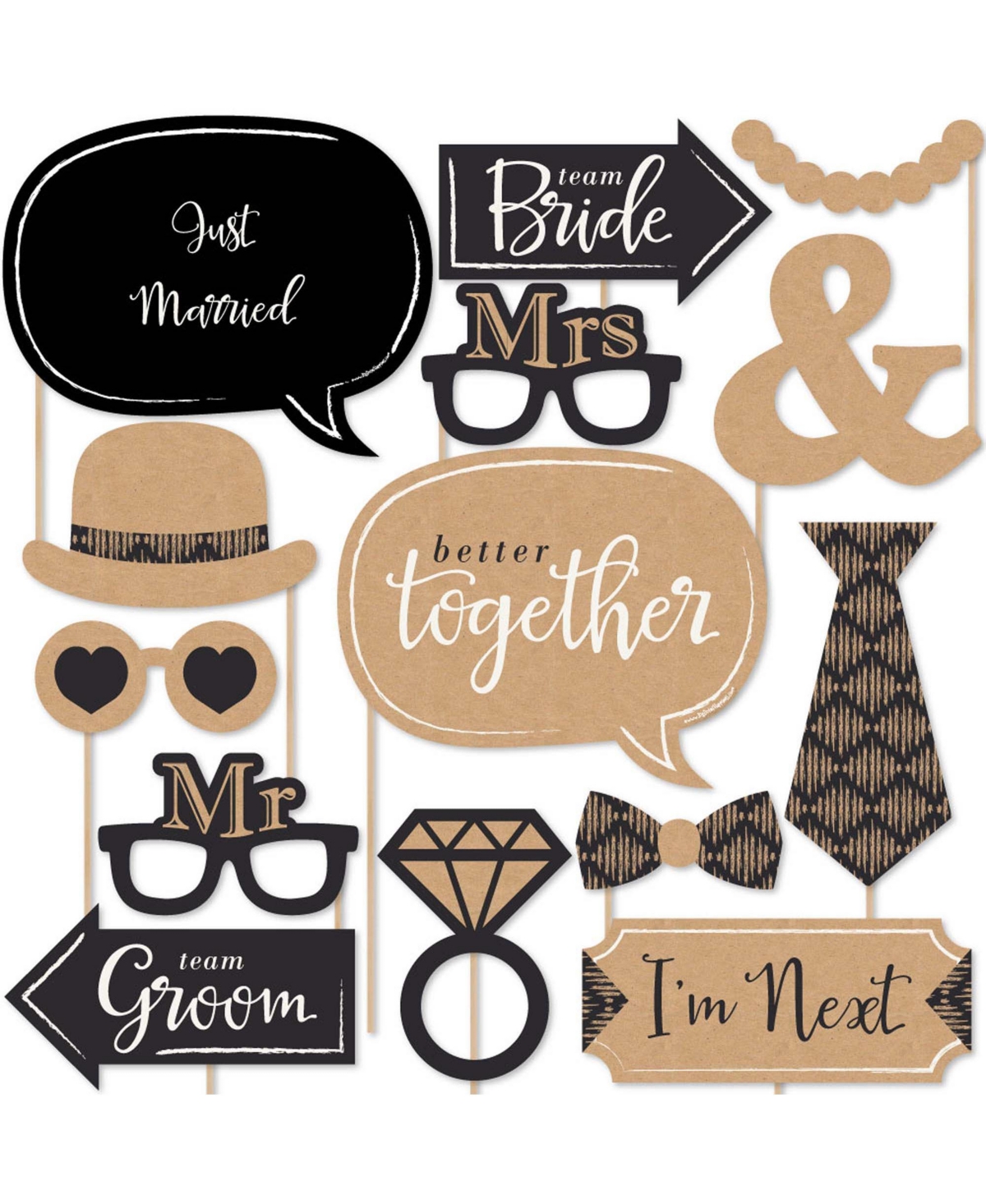 Big Dot of Happiness Mr. and Mrs. - Black and White Wedding or Bridal Shower Circle Sticker Labels - 24 Count