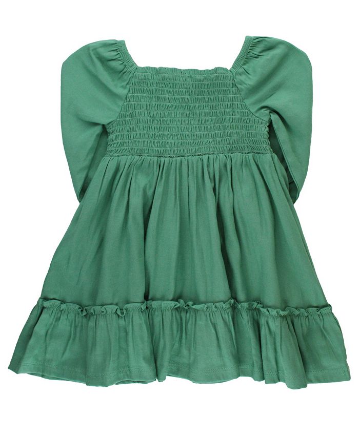 RuffleButts Baby Girls Spruce Woven Luxe Shoulder Ruffle Dress - Macy's