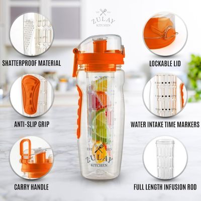 34oz Leakproof Fruit Infuser Water Bottle with Full Length Infusion Rod