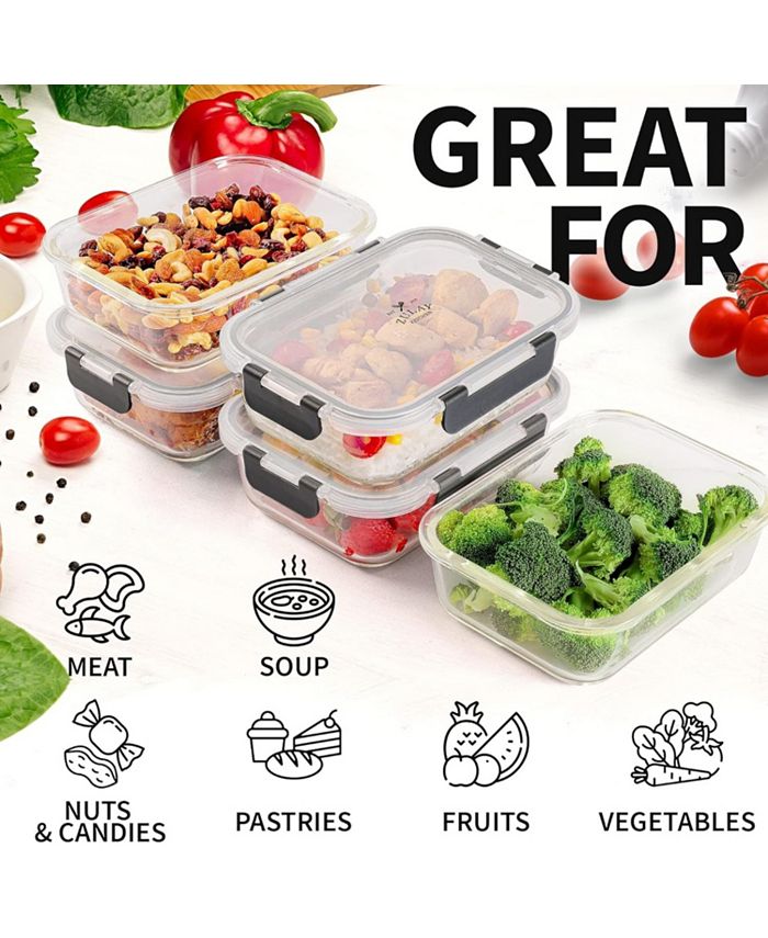 Zulay Kitchen Snap Lock Glass Food Container with Lids 5 Pc. Macy's