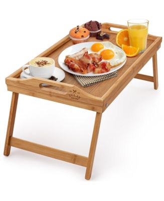 Bamboo Breakfast in Bed Tray Table with Folding Legs - Macy's