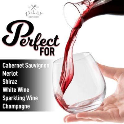 4 Piece Stemless Wine Glasses Set - Perfect For Wine & Other Cocktails