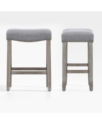 24" Upholstered Saddle Seat Counter Stool (Set of 2)