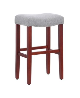 29" Upholstered Saddle Seat Faux Leather Bar Stool (Set of 2)