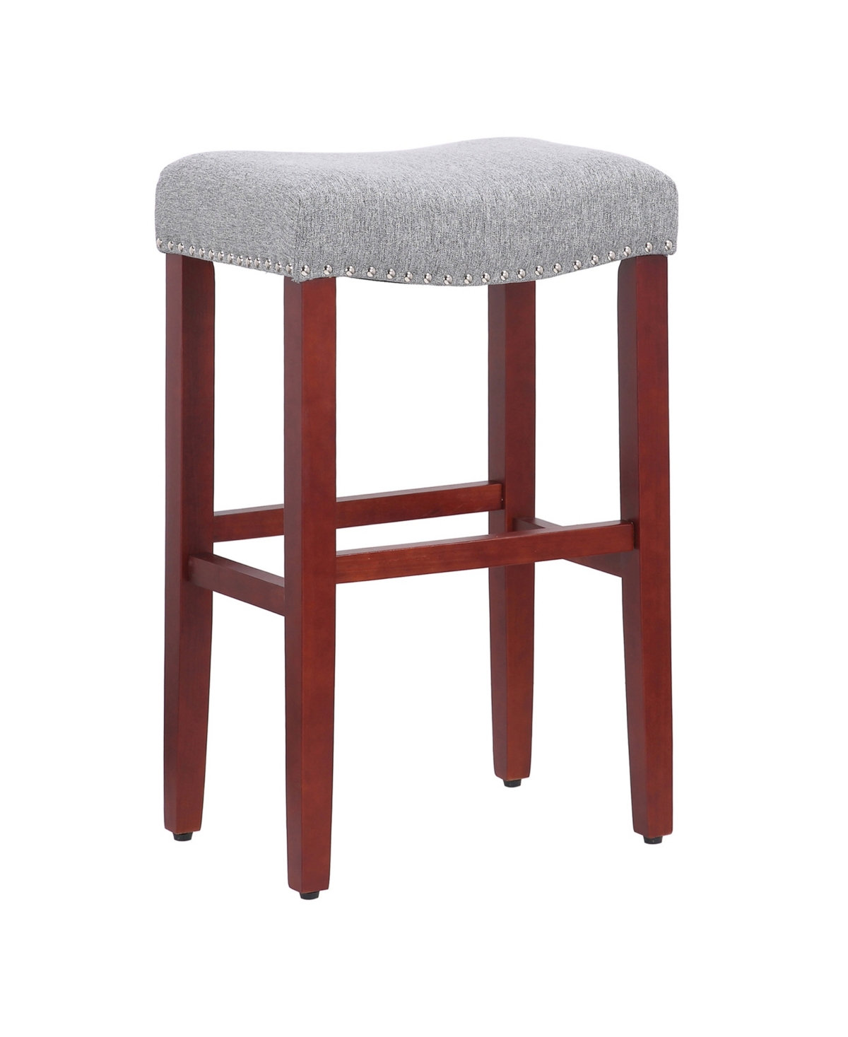 29" Upholstered Saddle Seat Faux Leather Bar Stool (Set of 2)
