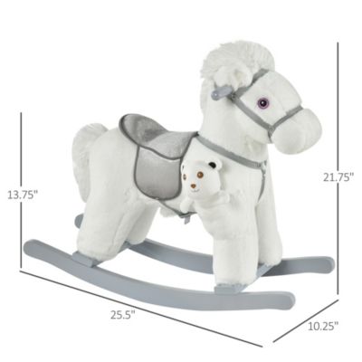 Kids Plush Ride-On Rocking Horse Toy Chair w/ Soft Plush Toy