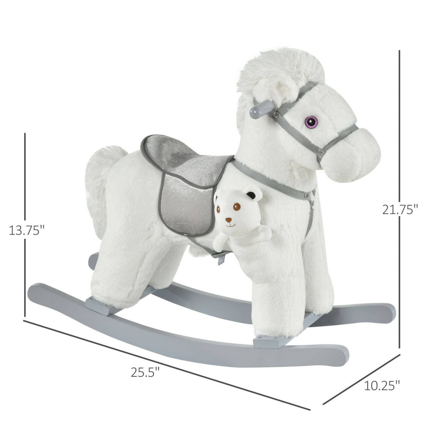 Детская мягкая игрушка Qaba Plush Rocking Horse, 66 lbs. Capacity, Ages 3+ — фото 2
