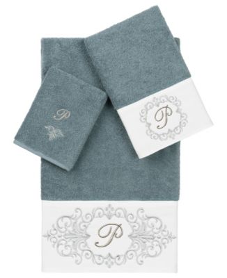 Turkish Cotton Monica Embellished Towel 3 Piece Set - Teal