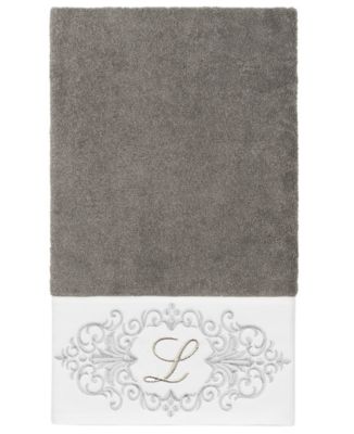 Turkish Cotton Monica Embellished Towel 3 Piece Set - Dark Gray