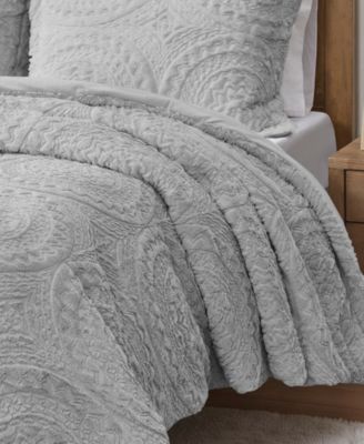 Arya Embroidered Medallion Faux Fur 3-Pc. Comforter Set, King/California King