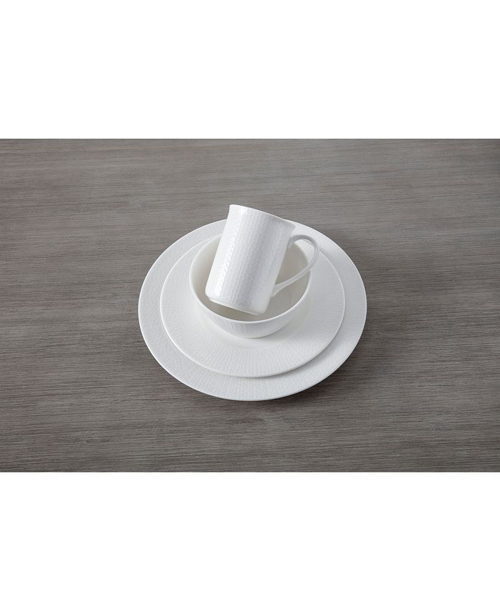 Fortessa Amanda White Embossed 16Piece Dinnerware Set, Service for 4
