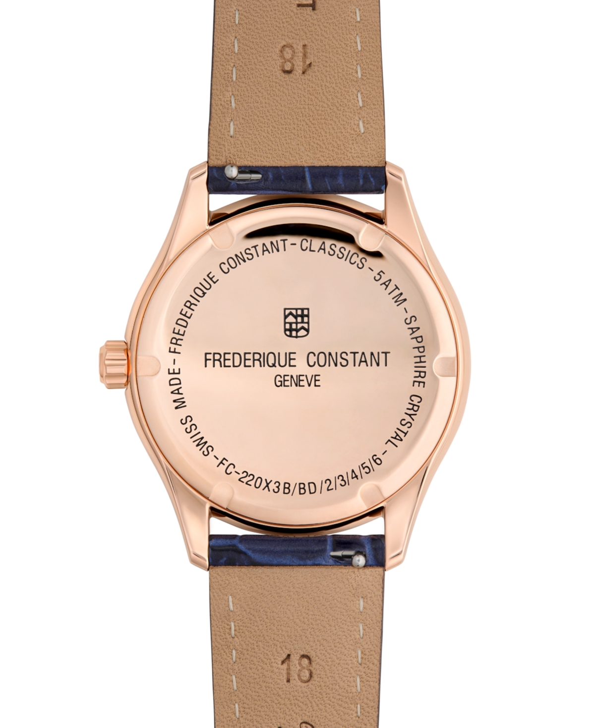 Shop Frederique Constant Women's Swiss Classic Diamond (3/8 Ct. T.w.) Navy Leather Strap Watch 36mm