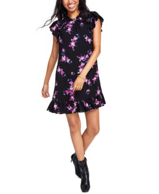 CeCe - Floral-Print Ruffled Shift Dress