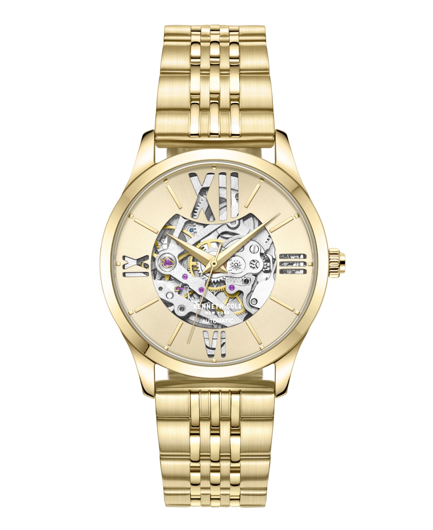 Женские часы Kenneth Cole New York Automatic Gold-Tone Stainless Steel Bracelet Watch 34.5mm — фото 1