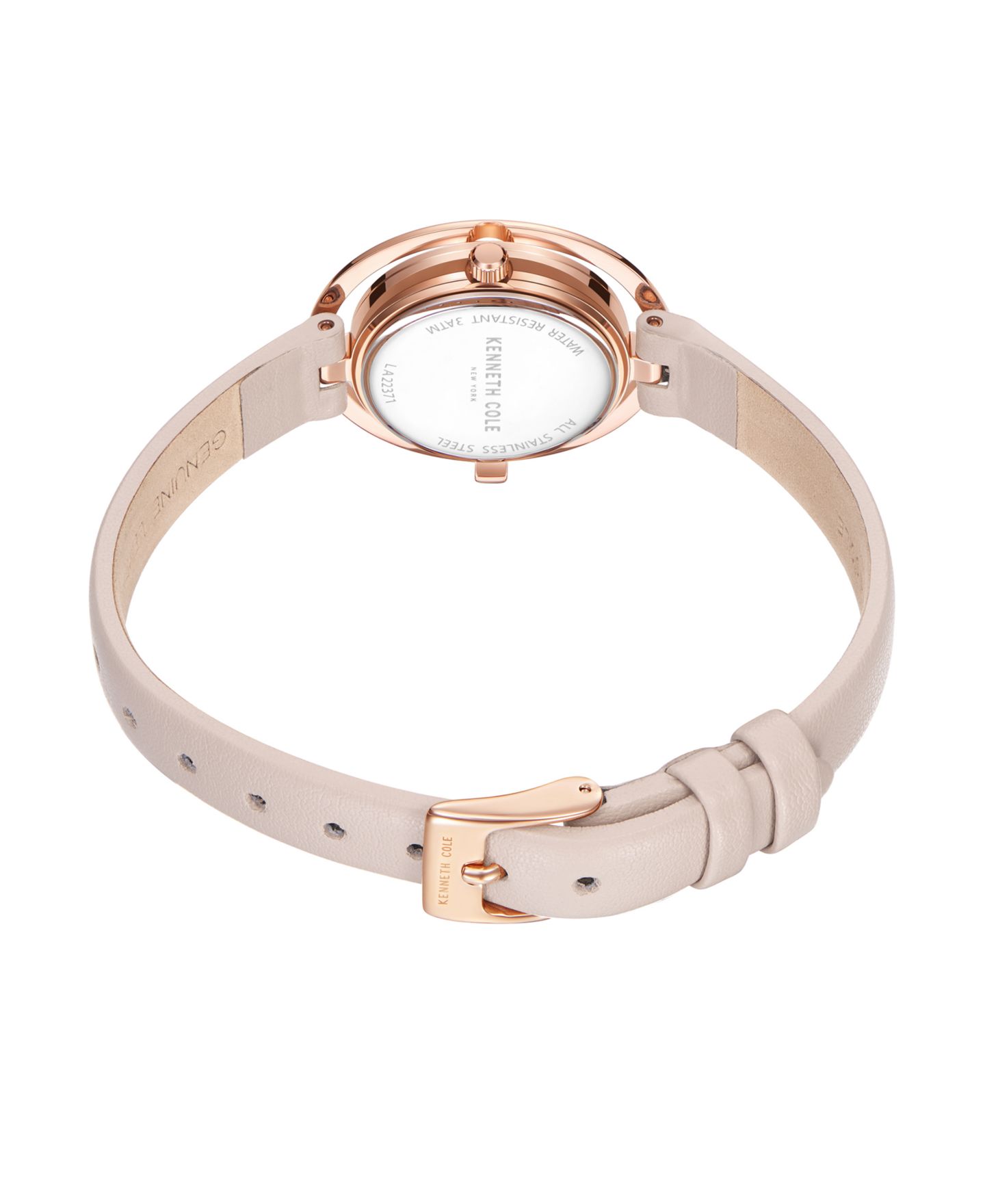 Женские часы Kenneth Cole New York Transparency Dial Nude Genuine Leather Strap Watch 32mm — фото 3
