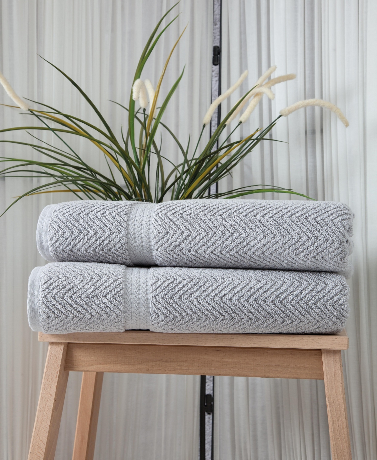 Ozan Premium Home Maui 2-pc. Bath Towel Set, 27" X 54" In Light Gray
