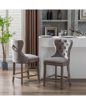 Tufted Velvet Counter Stool (Set of 2)