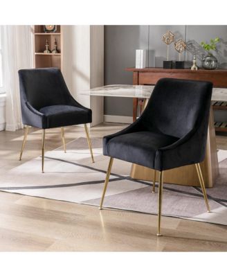 Upholstered Performance Velvet Accent Chair With Metal Leg (Set of 2)