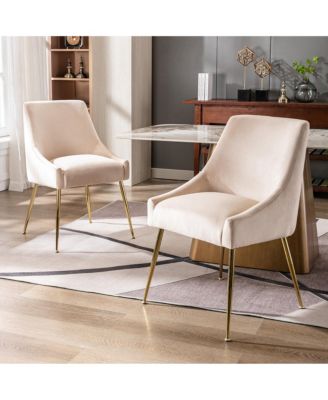 Upholstered Performance Velvet Accent Chair With Metal Leg (Set of 2)